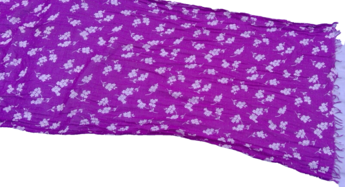 American Eagle Outfitters scarf purple fringe white floral texture 26" x 80" - Picture 2 of 8