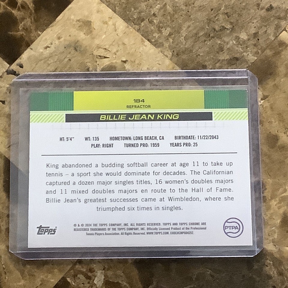 2024 Topps Chrome Tennis Refractor 184 Billie Jean King A14 eBay