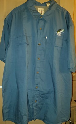 Men s Size 2X Redhead Bass Fishing Outdoorsman Button Down Shirt blue