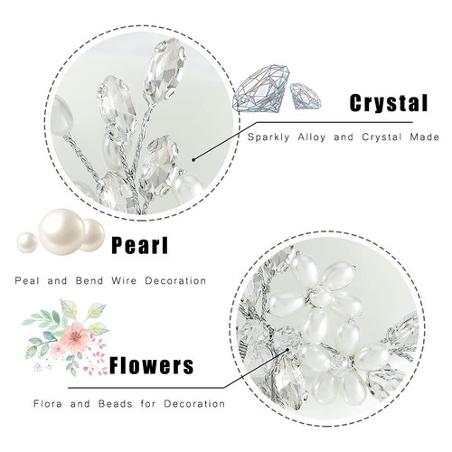 Silver Pearl Rhinestone Bride Hair Pins Flower Crystal Bridal Wedding Accessorie - Picture 5 of 8