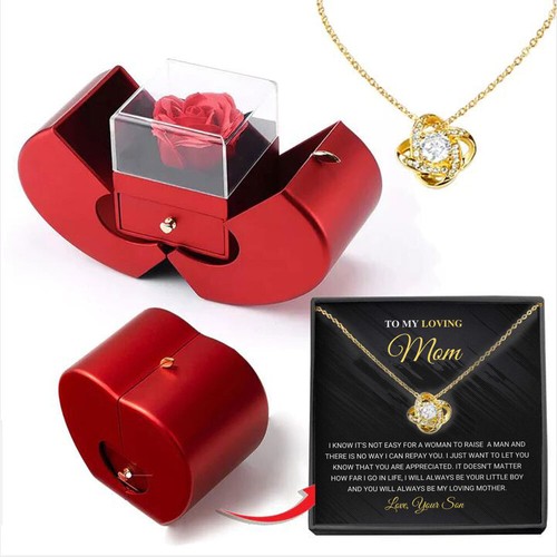 Collana di lusso in oro bianco con rosa al mio amore per sempre scatola cuore rosa My Love - Foto 24 di 25