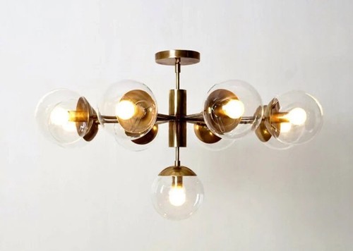 Preciosa araña Sputnik de mediados de siglo 9 luces, moderna hecha a mano de latón DECO SLAD - Imagen 6 de 10