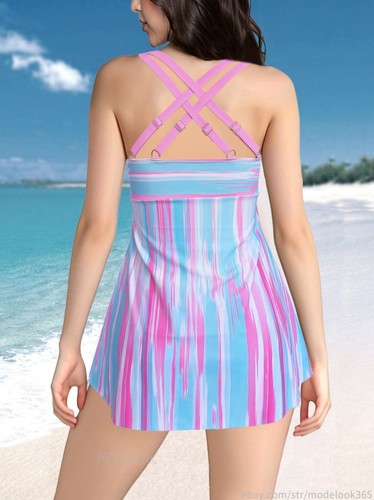 New Women Tankini Swimdress Swimsuit Beachwear Push Up Swimwear Plus Size - Picture 13 of 42