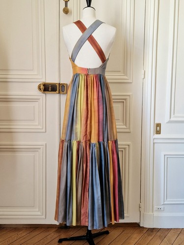 Christian Dior Multicolor Gradient Ombre Silk Maxi Long Summer Dress Skirt 34 2 - Picture 9 of 22