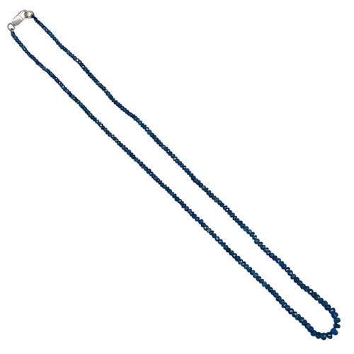 Natürlicher Ceylon blauer Saphir Halskette 2,4-2,5 mm facettierte Perlen 925 Verschluss 18 Zoll - Bild 7 von 10