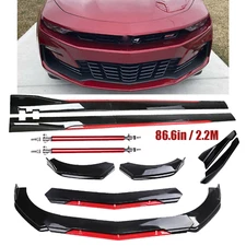 For 2015 Chevrolet Camaro Front Bumper Lip Splitter Spoiler Side Skirt Bod Kit