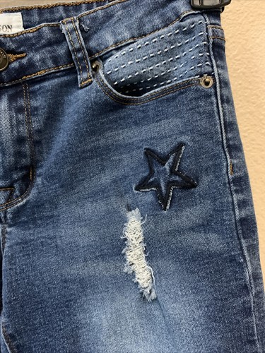 Hudson Jeans Girls 16 Embroidered Star Distressed Shorts Cut Offs 4th Modest - Picture 2 of 8