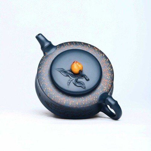 Full Handmade Tea Pot Master Yixing Zisha Tianqing Clay Marked Pot Peach Design - Picture 3 of 12