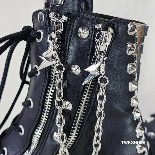 Botines Camel 208 Apilados Negro Plataforma Gótico Punk Cadena Dije Emo Demonia - Imagen 2 de 9