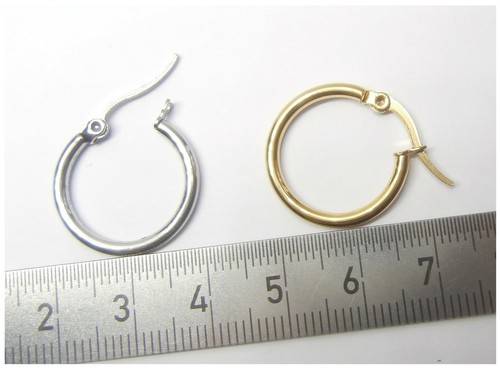 1 Paar schlichte Ohrringe Ø 2 cm Edelstahl runde Creolen silber gold Ohrstecker - Bild 2 von 4