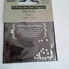 Metal Beads -Smooth Round- Sterling Sliver Plated- 3mm