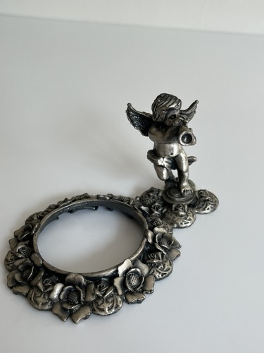 Vintage Metal Cherub Angel Playing Instruments Tea Light Holder Decorative Rare - Picture 4 of 12