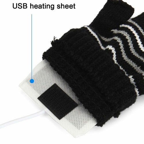 USB Rechargeable Heated Gloves Half Finger Hand Warmer Mittens or Winter Glove - Picture 7 of 20