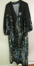 Vintage floral long maxi robe polyester women's M/L