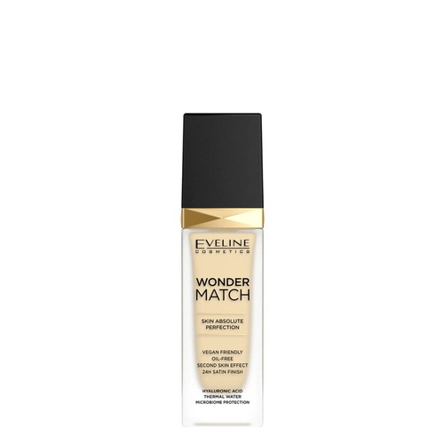 Eveline Wonder Match Foundation Satin Finish Oil FREE Long Lasting Vegan 30ml - Picture 8 of 15