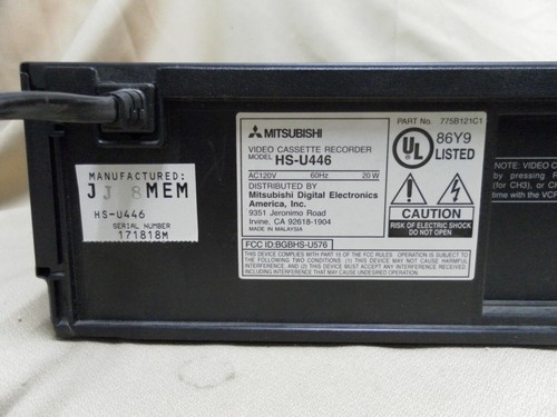 Mitsubishi HS-U446 VHS Video Cassette Recorder VCR & Remote & AV Cables SERVICED - Picture 6 of 10