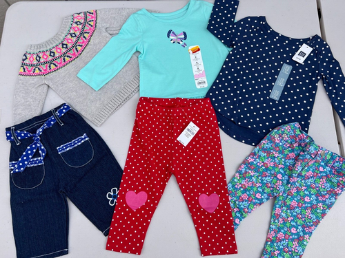 NEW Lot 6 Baby Girls Clothes 6-12m 9m 6m Gap Pants Leggings Tee T-shirt Sweater - Picture 11 of 11