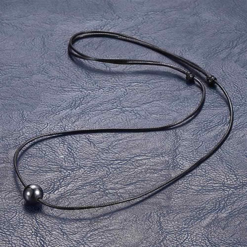 Einfache Perlen Leder Choker für Herren Jungen Hämatit Stein Seil Nekel verstellbar - Bild 2 von 7