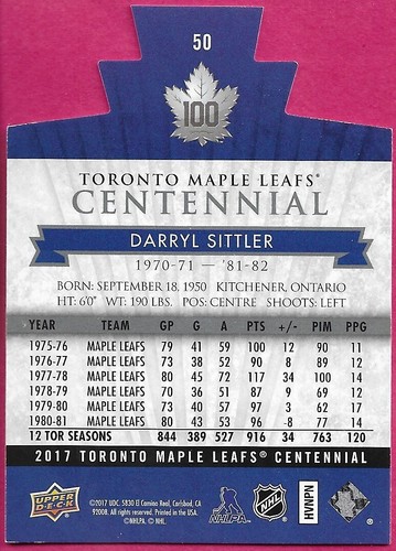 2017 Upper Deck Toronto Maple Leafs Centennial Blue Die-Cut "You Pick from list" - Picture 42 of 66