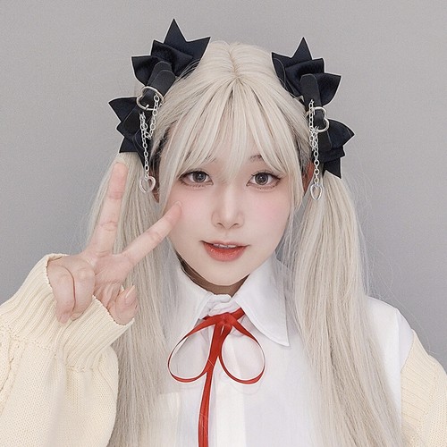 Lolita Accessories Hairpin Black Dark Sweet Cosplay Cool Girl Big Bow Headwear - Picture 10 of 12