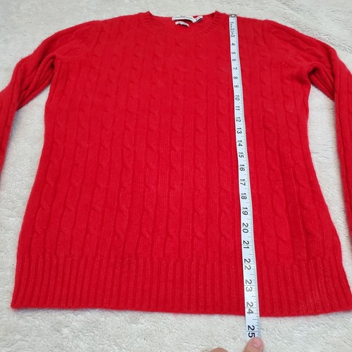 Vineyard Vines Cherry Red Cable Knit Luury Romantic Cashmere Crewneck Sweater M - Picture 4 of 6