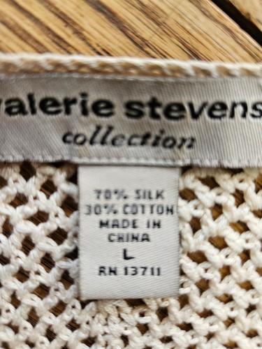 Gilet donna vintage collezione Valerie Stevens uncinetto beige maniche 3/4 taglia large - Foto 19 di 23