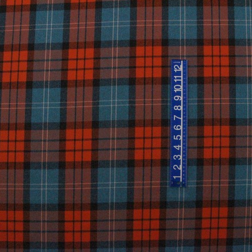 DESIGNER HERRINGBONE PLAID RUST RED BLUE FURNITURE APPAREL FABRIC BY YARD 57"W - Picture 3 of 6