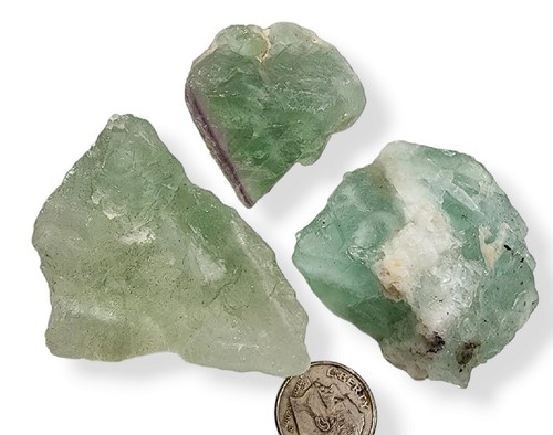 Fluorite Crystal Aqua Stones 150 grams Mexico 3 Piece Lot - Picture 2 of 2