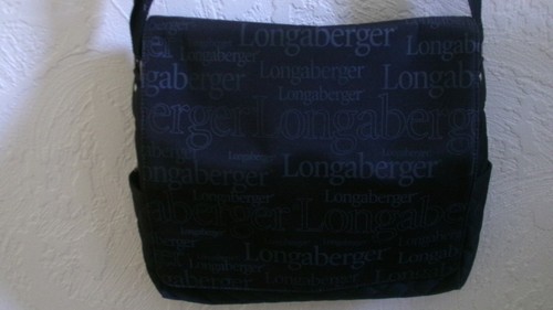 LONGABERGER Logo Black Quilted Laptop Briefcase Tote Bag Purse Shoulder Strap
