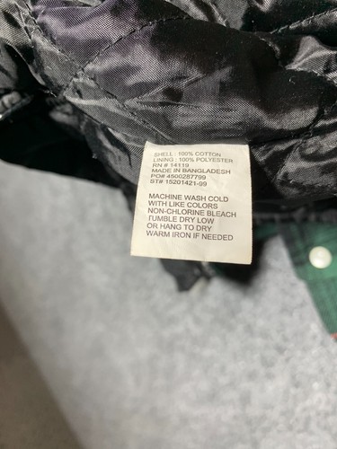 Ely Cattleman Shirt Jacket Green Black Men's Large Flannel Long Sleeve Flaw*** - Foto 23 di 24