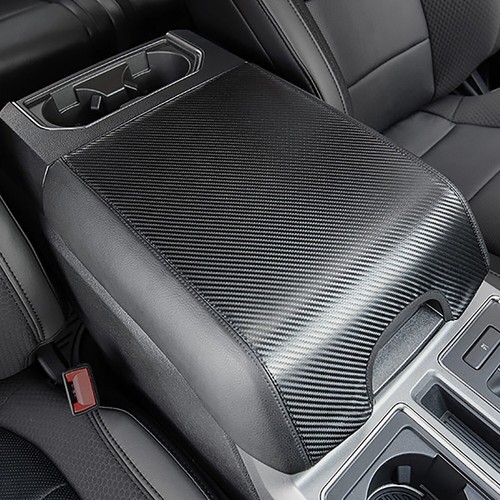 Center Armrest Covers Leather Cushion Pad for Ford F150 15-21 Carbon Fiber Black - Picture 5 of 16