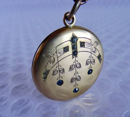 lOCKET HAIR MOMENTO ANTIQUE ART NOUVEAU GOLD PLATED ? PENDANT JEWELRY neocurio - Picture 6 of 13