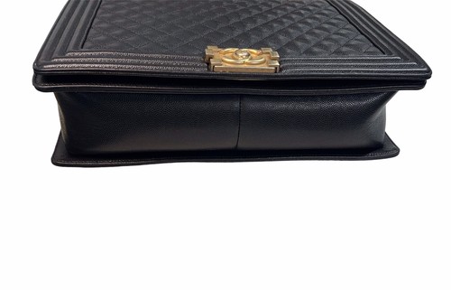 CHANEL Larger Boy Flap Calfskin Quilted Leather Shoulder Bag Black - Picture 9 of 12