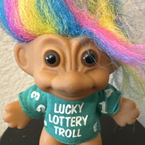 Vintage Russ Troll Doll Lucky Lottery Charm Lotto Rainbow Hair Figurine - Picture 4 of 5