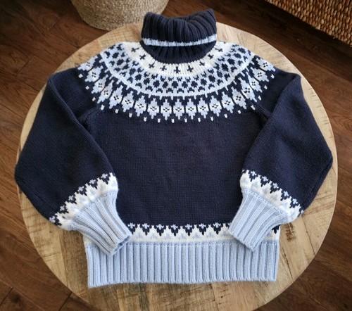 St. Johns Bay Fairisle Turtleneck Sweater Womens Size M Chuncky Knit Nordic