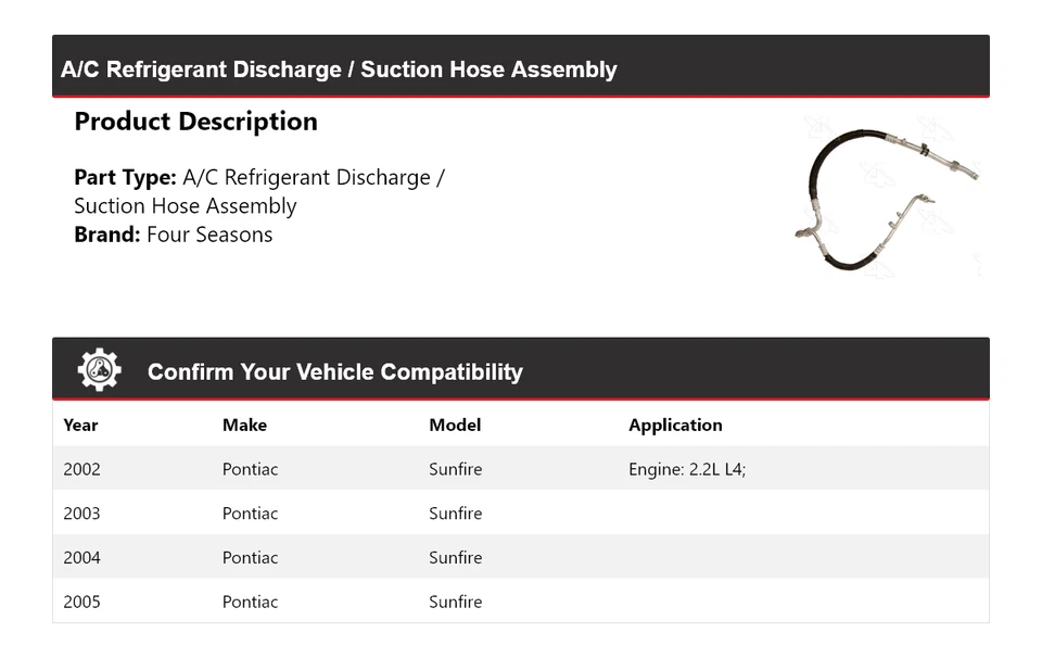 Para 2002-05 Pontiac Sunfire linha de sucção descarga mangueira conjunto 4 estações 200 - Imagem 2 de 4