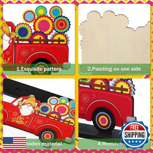 Capoda 6 Pcs Mexican Table Centerpieces Decoration Mexican Fiesta Wooden Cent - Picture 3 of 5