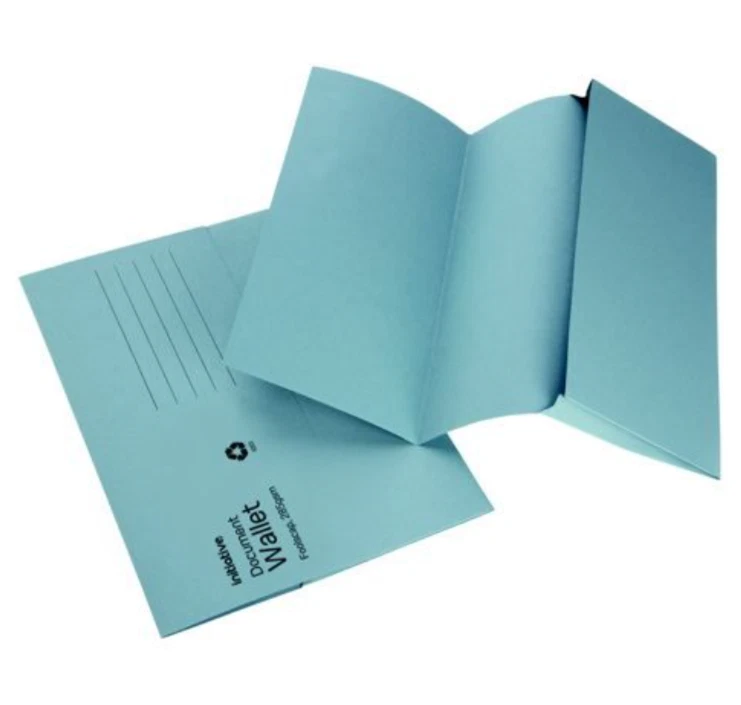 INITIATIVE 30 x Foolscap Document Wallets 285gsm Thick Card Assorted Paper Folders Files