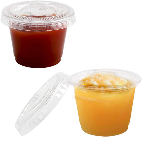 100 Pcs 1oz Disposable Jell Shot Cups with Lids Clear Plastic Portion Condiment