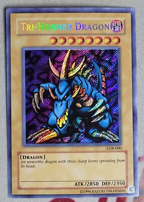 PSA9 LOB-000トライホーン・ドラゴンTri-Horned Dragon Yu-Gi-Oh! PSA 9 Tri-Horned Dragon LOB-EN000 Legend of Blue