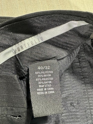 TownCraft 2 Pcs 48R Suit 40x32 Men's Black Pinstripe Differ Band/Same Color#1092 - Picture 20 of 24