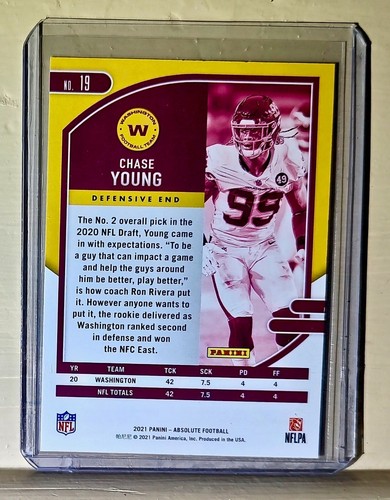 Chase Young 2021 Panini NFL Absolute #19 Card Washington Football Team - Picture 2 of 2