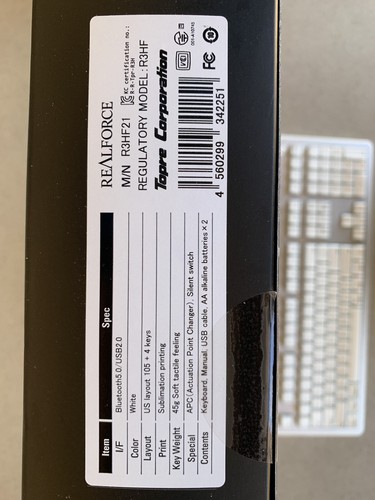 NEW, Open Box Realforce Mac R3HF21, White, Silent Switches SHIPS FROM USA - Picture 2 of 2