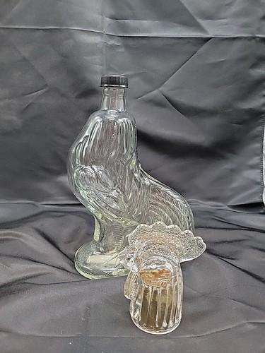 Vintage 1970s Glass Crowing Rooster/Chicken Decanter Bottle Farmhouse Décor - Picture 5 of 11