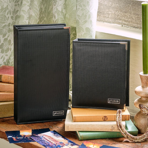 Black Textured Photo Album with Silver Corners for 200 Photos 6X4 Inch/10X15Cm, - Picture 2 of 12