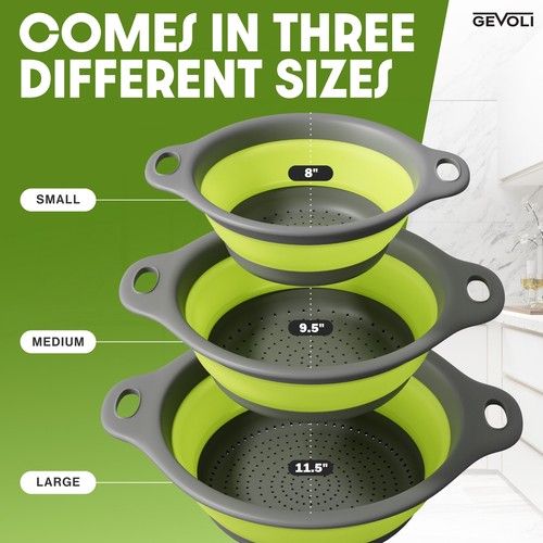 Gevoli faltbares Sieb mit Abtropfschale - 3er Pack - Bild 9 von 21