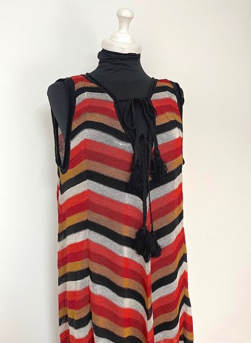 Zara langes Kleid CHEVRON STREIFEN italienisches Garn Strick QUASTEN Maxi M neu mit Etikett 3859/105 - Bild 12 von 24