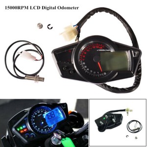 DC 12V Universal 15000RPM Motorcycle LCD Digital Odometer Speedometer Tachometer with Speed Sensor