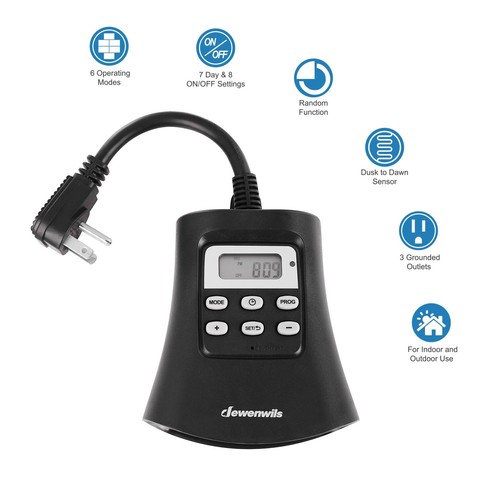 Dewenwils Outdoor Digital Timer With Photocell Light Sensor And Dewenwils Outdoor Digital Timer With Photocell Light Sensor And Random