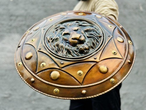 Medieval Loin Face Shield | Battle-worn Warrior Metal Shield | 18 Gauge Steel - Picture 6 of 10